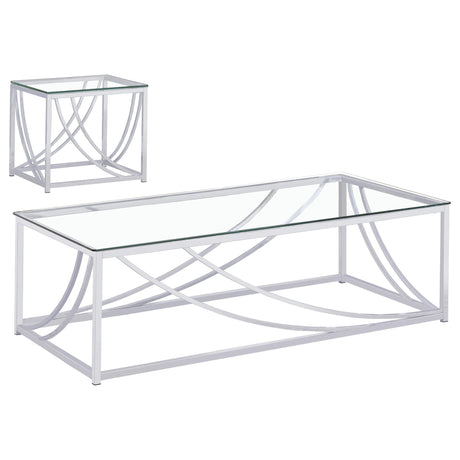 Lille Chrome 2-Piece Glass Top Coffee and End Table Set from Coaster - Luna Furniture