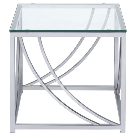 Lille Chrome 2-Piece Glass Top Coffee and End Table Set from Coaster - Luna Furniture