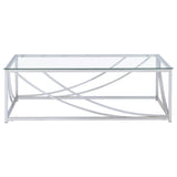 Lille Chrome 2-Piece Glass Top Coffee and End Table Set from Coaster - Luna Furniture