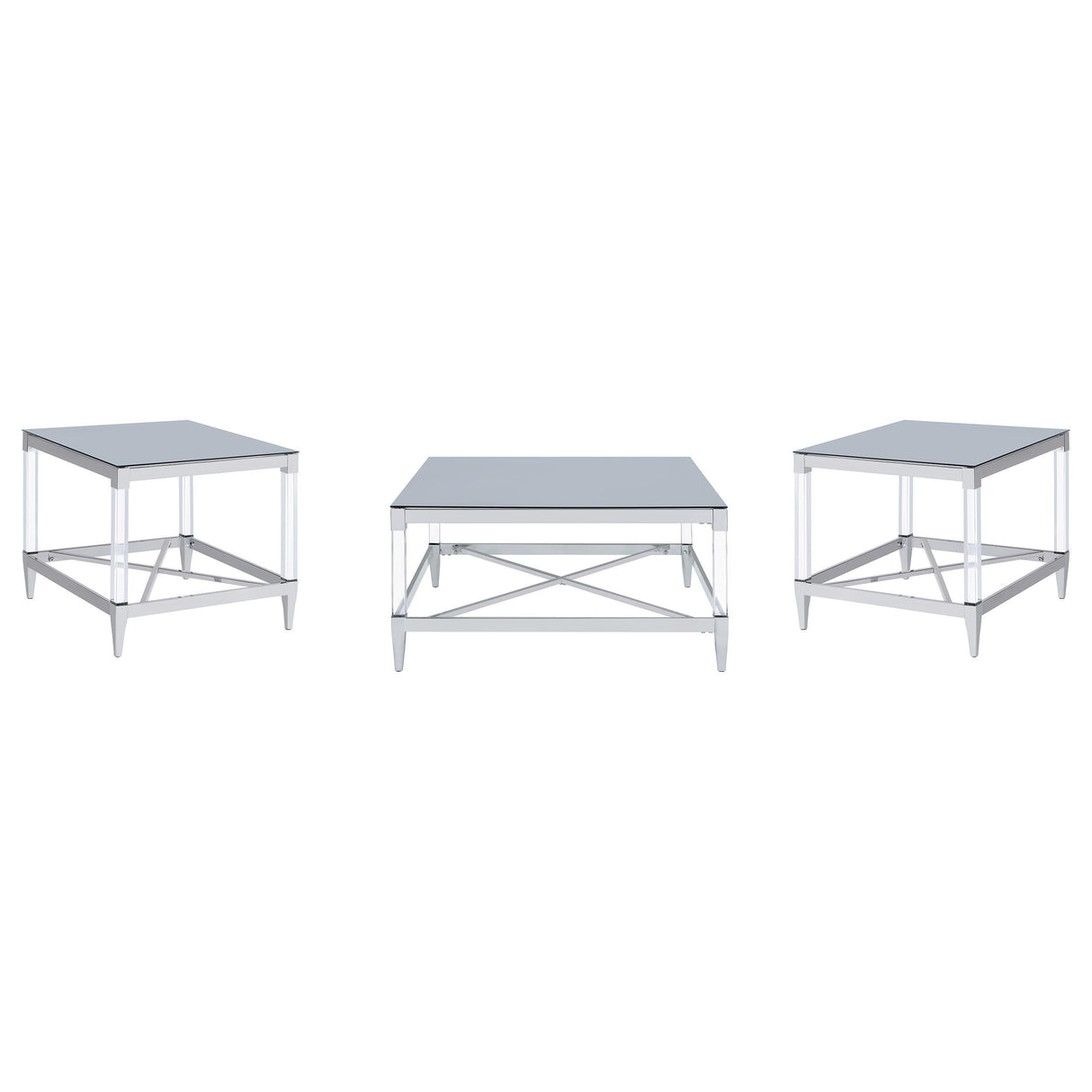 Lindley Chrome 3-Piece Square Coffee and End Table Set from Coaster - Luna Furniture