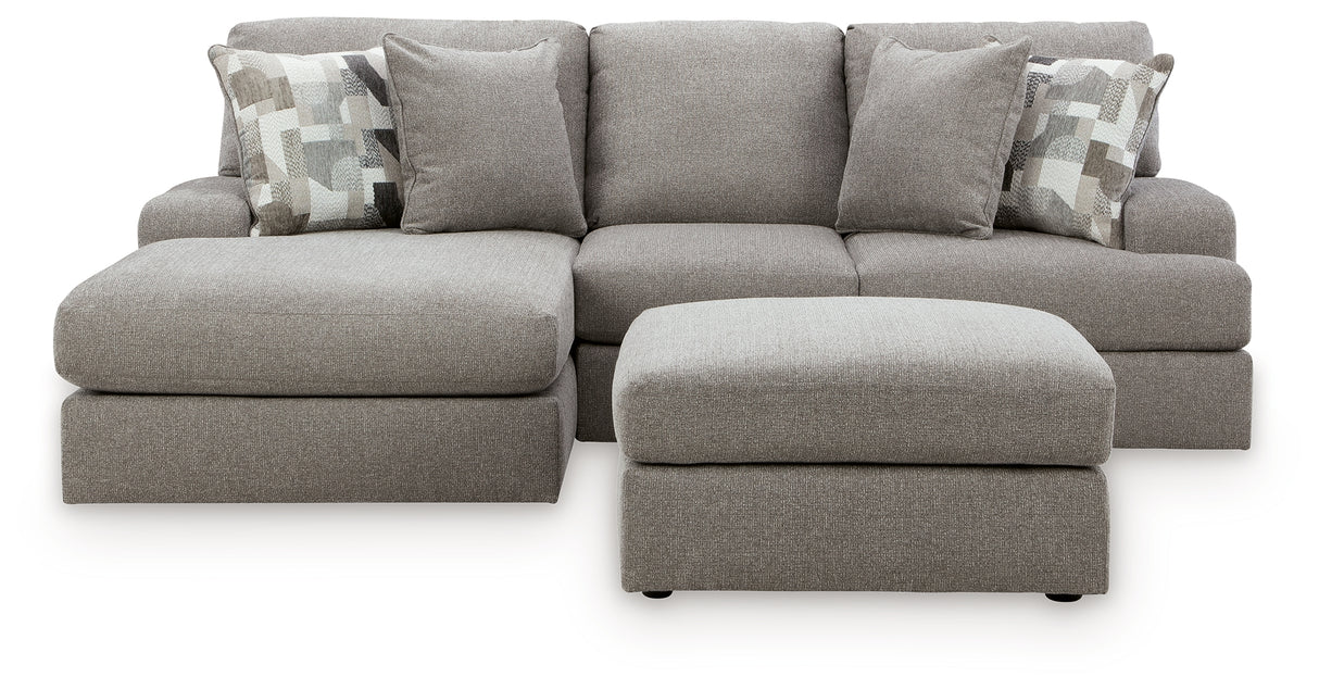 Lindon 2-Piece Sectional with Chaise and Oversized Accent Ottoman in Smoke from Ashley Furniture - Luna Furniture