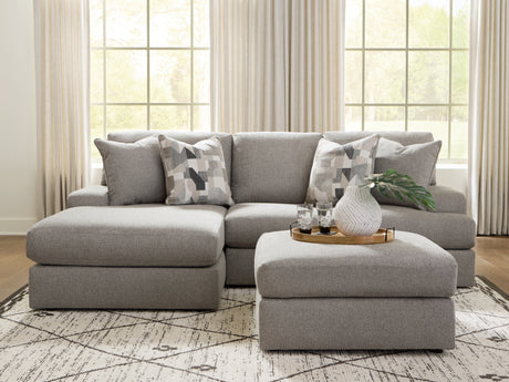 Lindon 2-Piece Sectional with Chaise and Oversized Accent Ottoman in Smoke from Ashley Furniture - Luna Furniture