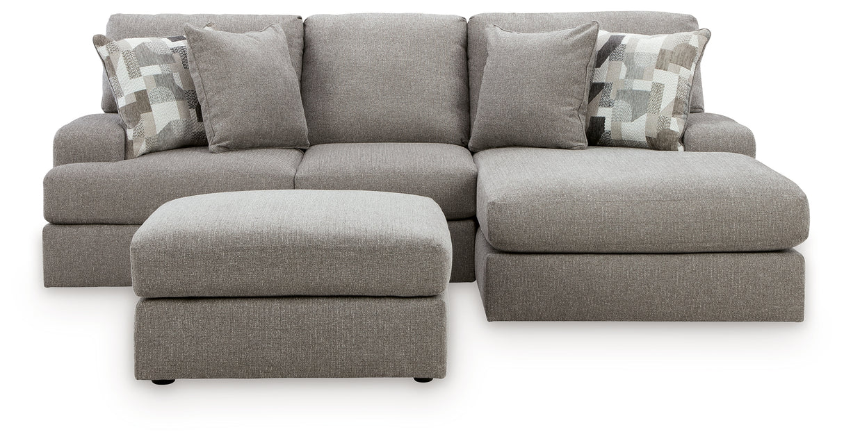 Lindon 2-Piece Sectional with Chaise and Oversized Accent Ottoman in Smoke from Ashley - Luna Furniture