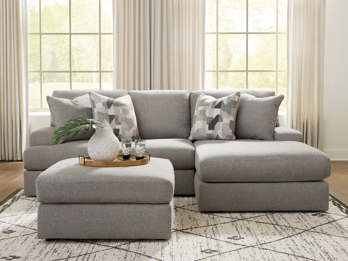 Lindon 2-Piece Sectional with Chaise and Oversized Accent Ottoman in Smoke from Ashley - Luna Furniture