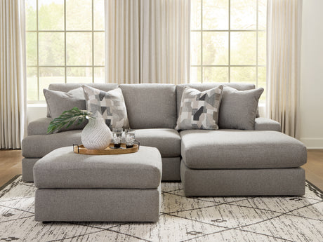 Lindon 2-Piece Sectional with Chaise and Oversized Accent Ottoman in Smoke from Ashley Furniture - Luna Furniture