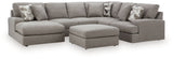 Lindon 3-Piece Sectional with Chaise and Oversized Accent Ottoman in Smoke from Ashley Furniture - Luna Furniture