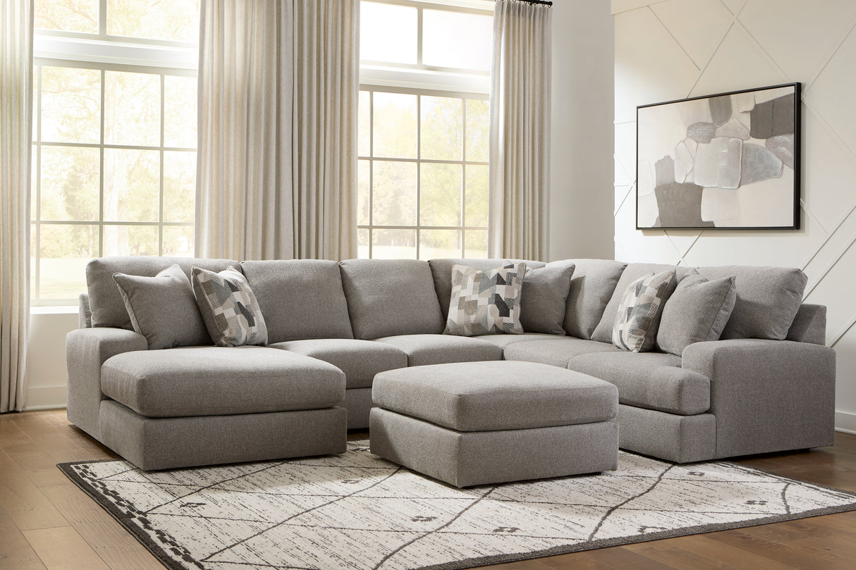 Lindon 3-Piece Sectional with Chaise and Oversized Accent Ottoman in Smoke from Ashley Furniture - Luna Furniture