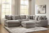 Lindon 3-Piece Sectional with Chaise and Oversized Accent Ottoman in Smoke from Ashley Furniture - Luna Furniture