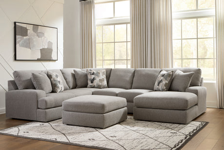 Lindon 3-Piece Sectional with Chaise and Oversized Accent Ottoman in Smoke from Ashley Furniture - Luna Furniture