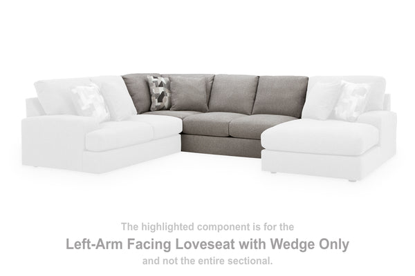 Lindon Smoke Left-Arm Facing Loveseat with Wedge