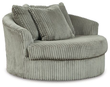 Lindyn Fog Super Chaise with Oversized Swivel Chair from Ashley - Luna Furniture