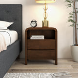 Lionel Walnut Brown Mid Century Modern Solid Wood Nightstand 2-Drawer from Ashcroft Furniture - Luna Furniture