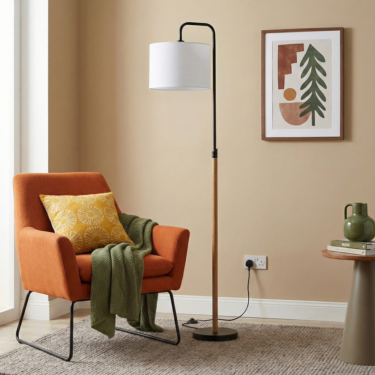 Lior Floor Lamp Wooden Pole from Ashcroft Furniture - Luna Furniture