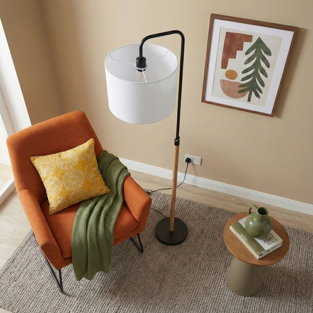Lior Floor Lamp Wooden Pole from Ashcroft Furniture - Luna Furniture