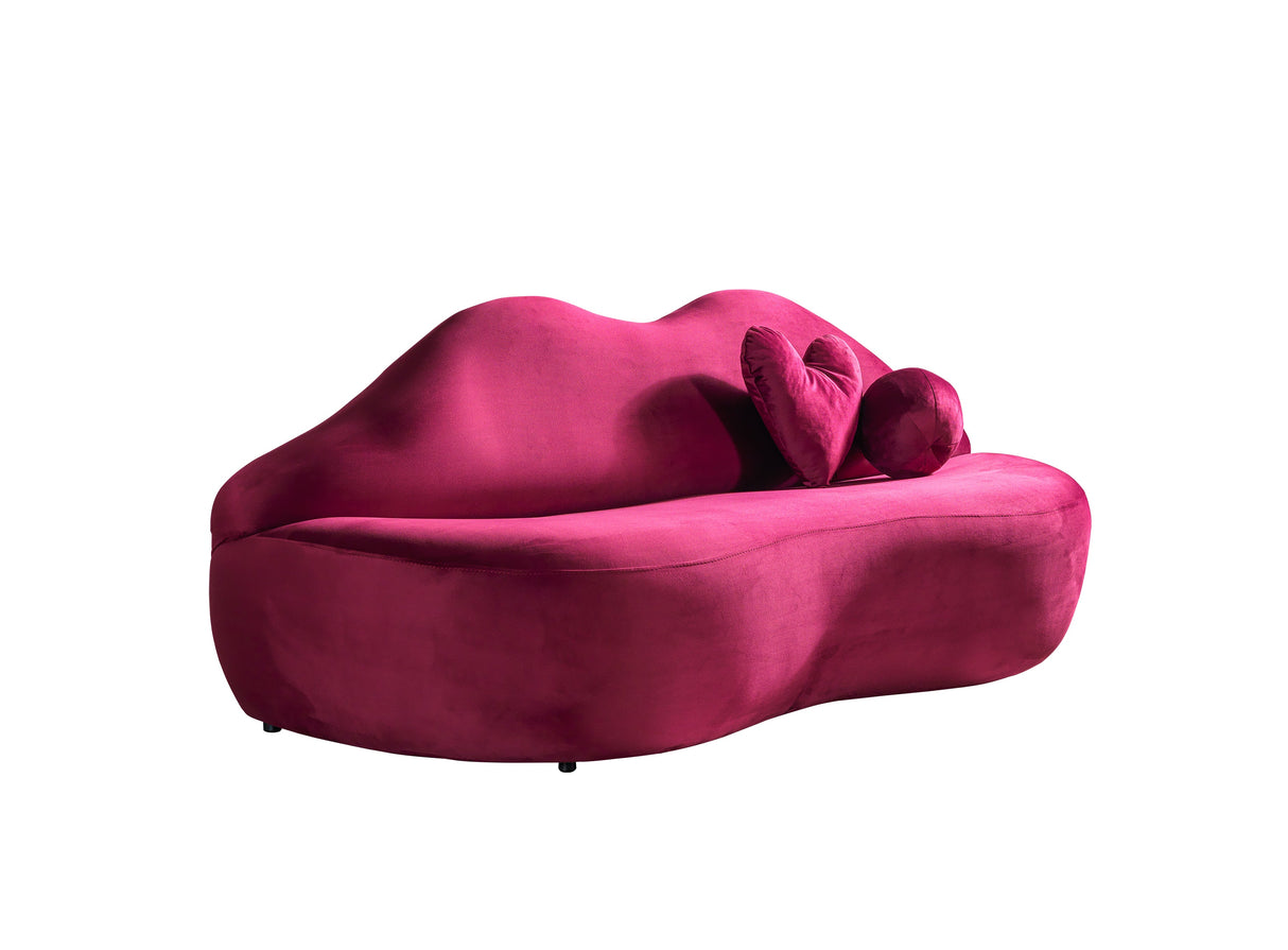 Lips Maroon Velvet 81" Loveseat from Nova Furniture - Luna Furniture