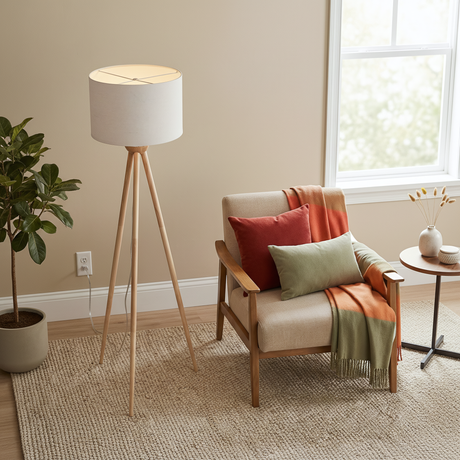 Lirios Three Legged Wooden Strip Floor Lamp - Natural from Ashcroft Furniture - Luna Furniture