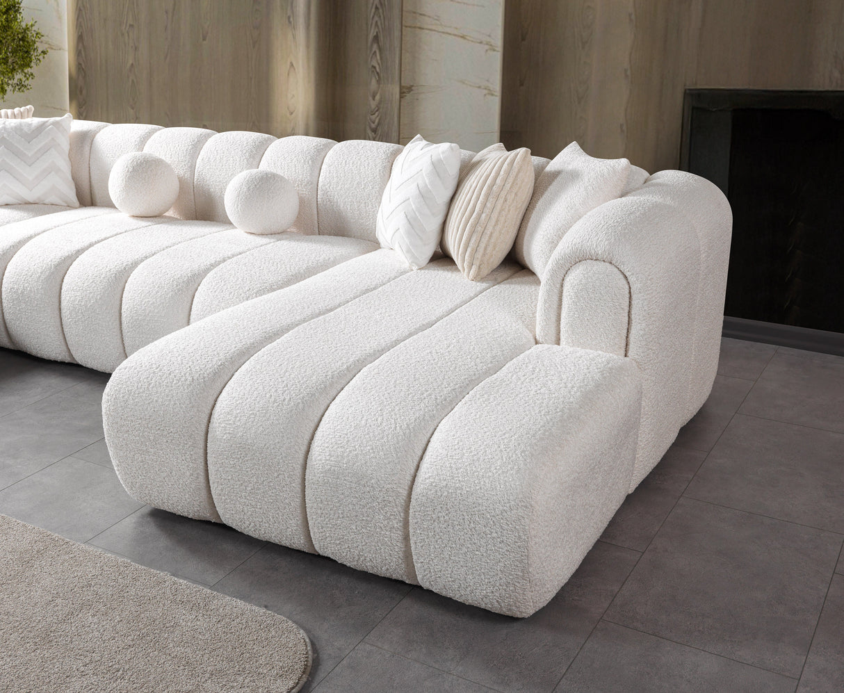 Lis Ivory Boucle Double Chaise 147" Sectional from Nova Furniture - Luna Furniture