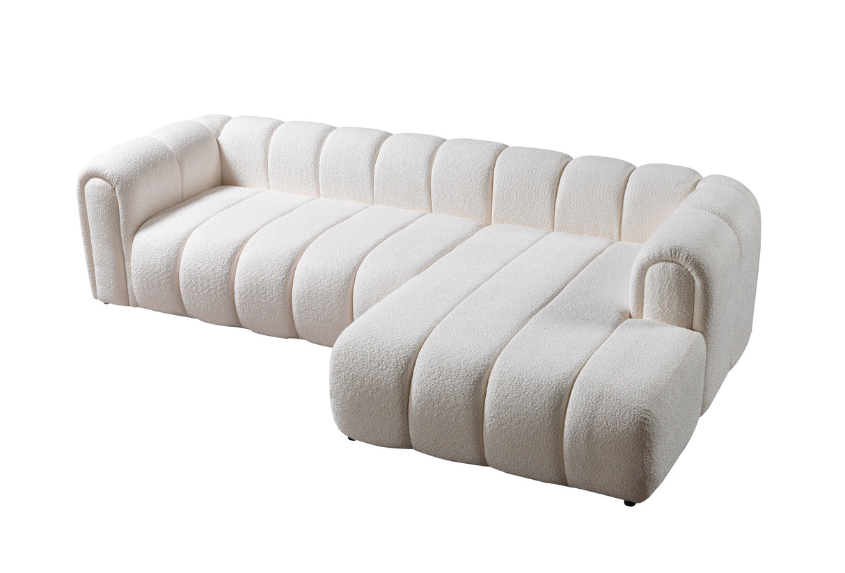 Lis Ivory Boucle RAF Sectional from Nova Furniture - Luna Furniture