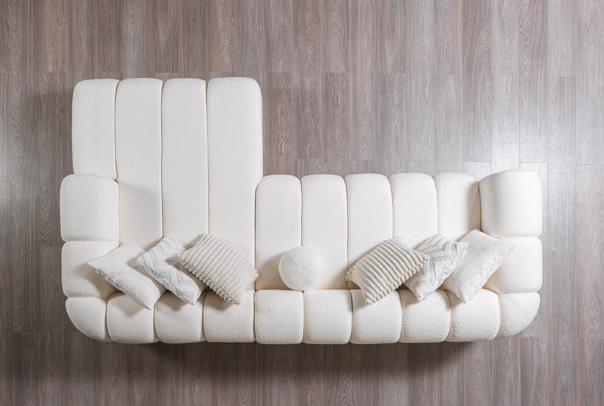 Lis Ivory Boucle RAF Sectional from Nova Furniture - Luna Furniture