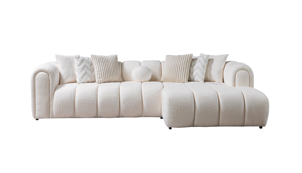 Lis Ivory Boucle RAF Sectional from Nova Furniture - Luna Furniture