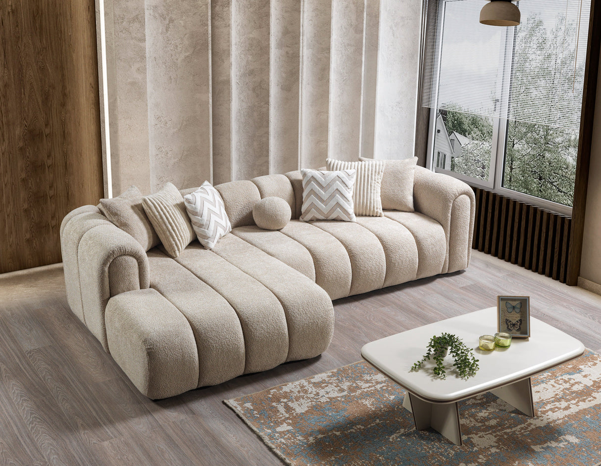 Lis Sand Boucle LAF 115" Sectional from Nova Furniture - Luna Furniture