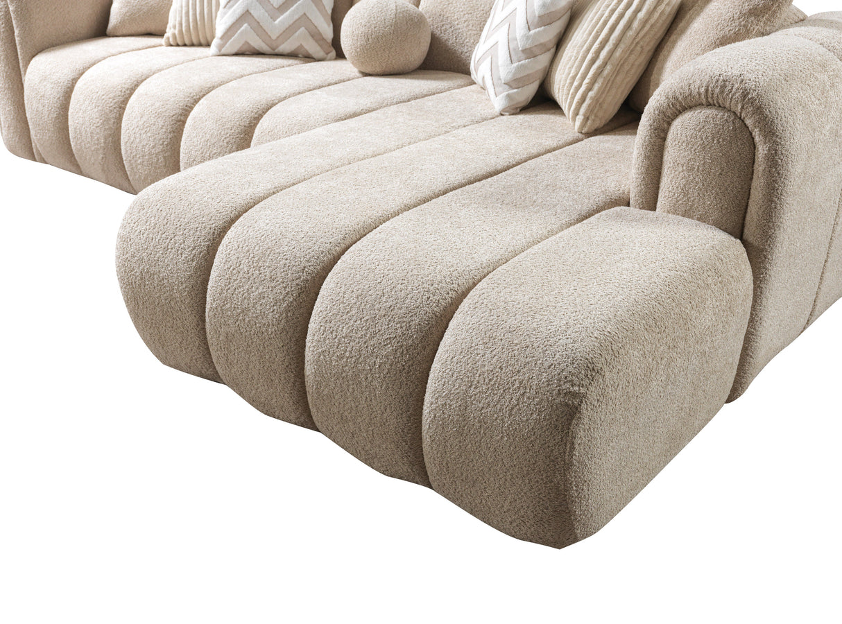 Lis Sand Boucle RAF Sectional from Nova Furniture - Luna Furniture