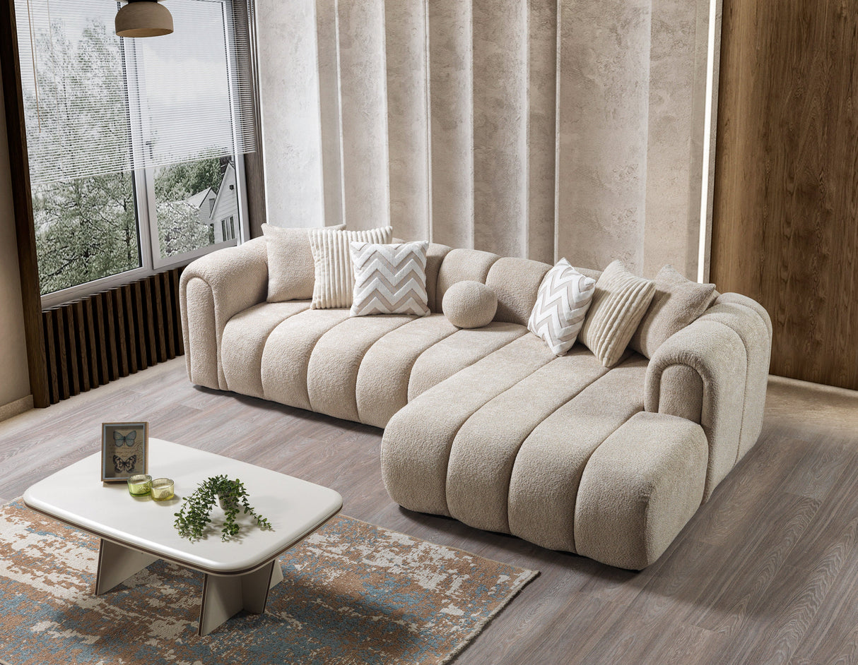 Lis Sand Boucle RAF Sectional from Nova Furniture - Luna Furniture