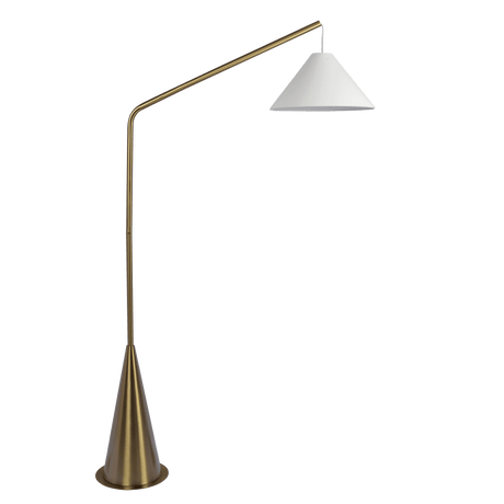Lisbon Black Floor Lamp with On/Off Switch Coned Base Hanging White Fabric Shade from Midinmod - Luna Furniture