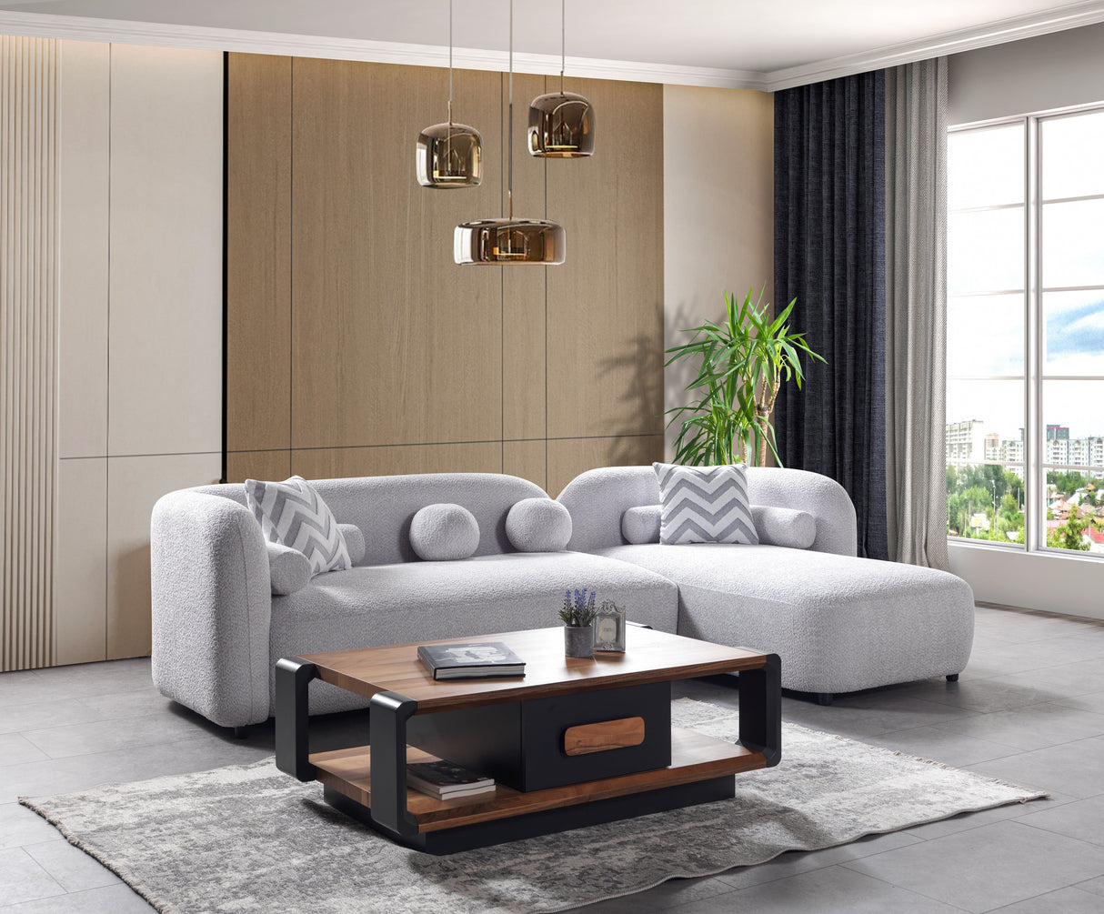 Liva Gray Boucle RAF 110" Sectional from Nova Furniture - Luna Furniture