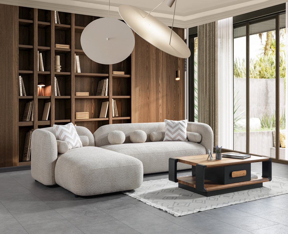 Liva Sand Boucle LAF 110" Sectional from Nova Furniture - Luna Furniture