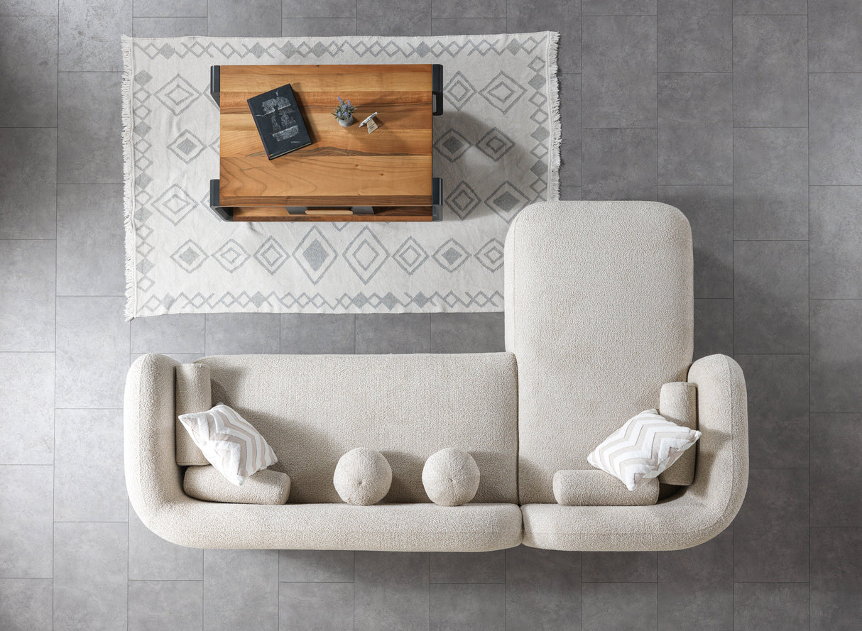 Liva Sand Boucle LAF 110" Sectional from Nova Furniture - Luna Furniture