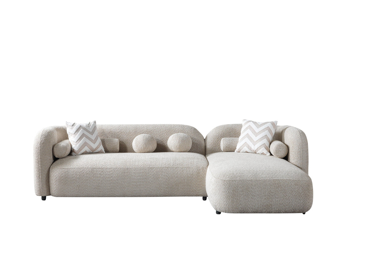 Liva Sand Boucle RAF 110" Sectional from Nova Furniture - Luna Furniture