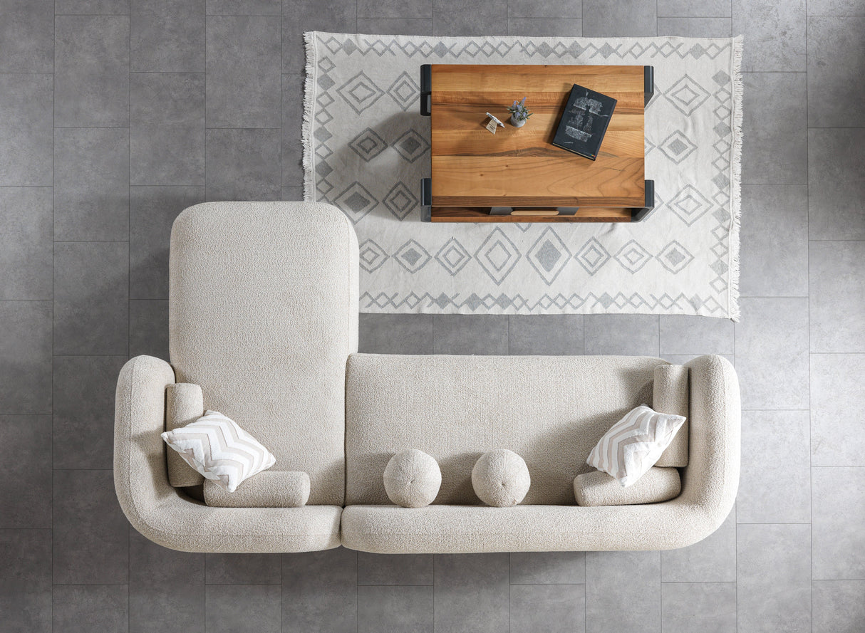 Liva Sand Boucle RAF 110" Sectional from Nova Furniture - Luna Furniture