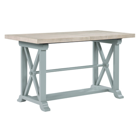 Darcy 64-82″Counter Table with 18-inch leaf, Mint Green and Natural Finish from Steve Silver - Luna Furniture