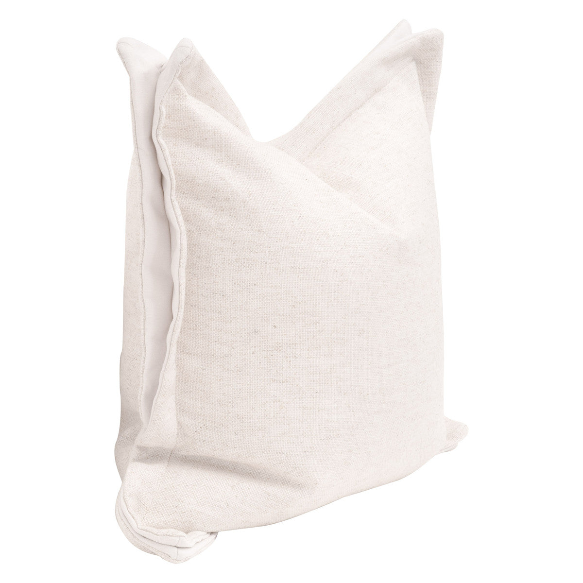 The Little Bit Country 22" Essential Pillow in Performance Textured Cream Linen, Livesmart Machale-Ivory Flange, Set of 2 from Essentials For Living - Luna Furniture