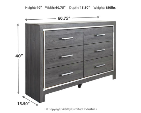 Lodanna Full Panel Bed with 2 Storage Drawers with Dresser in Gray from Ashley - Luna Furniture