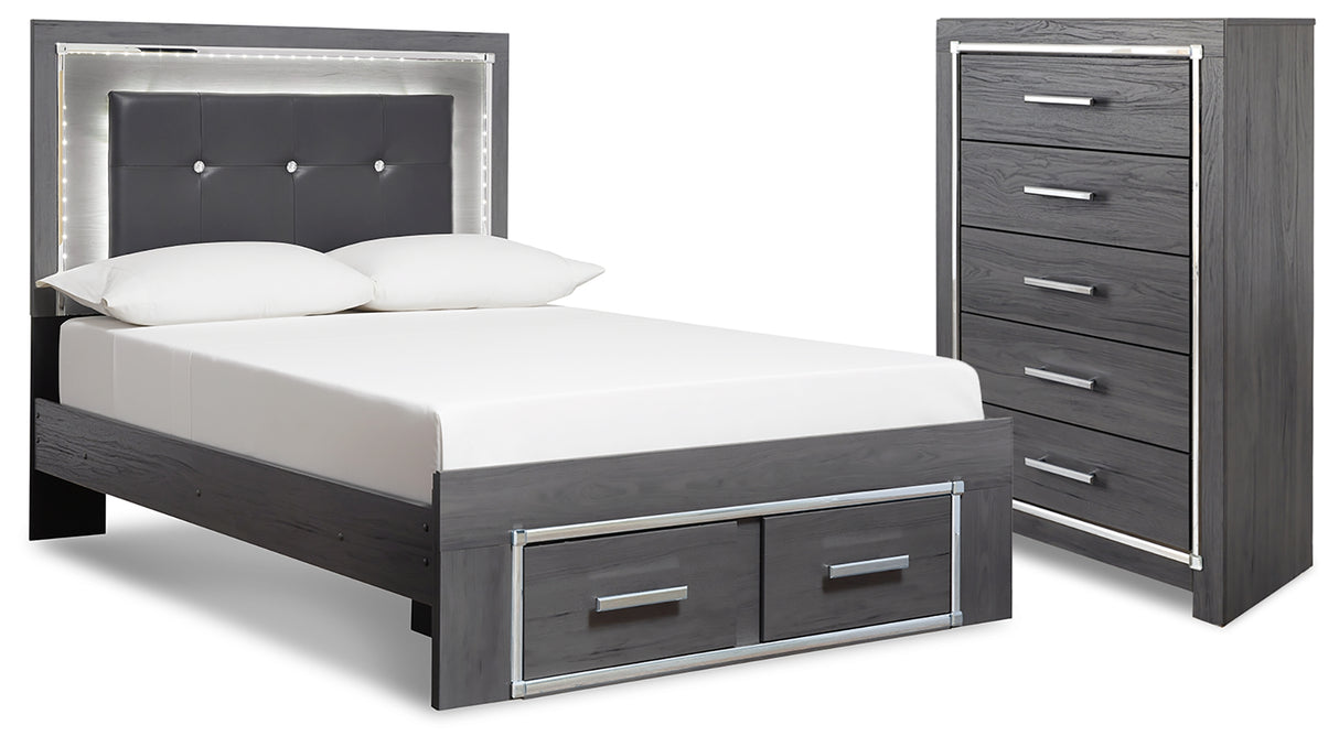 Lodanna Full Upholstered Panel Storage Bed and Chest from Ashley Furniture - Luna Furniture