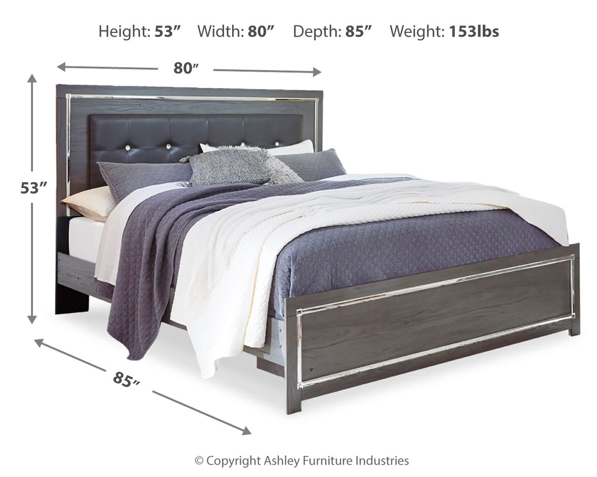 Lodanna Gray King Panel Bed, Dresser, Mirror, Chest and 2 Nightstands from Ashley - Luna Furniture