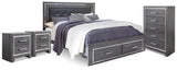 Lodanna Gray King Storage Bed, Chest and 2 Nightstands from Ashley - Luna Furniture