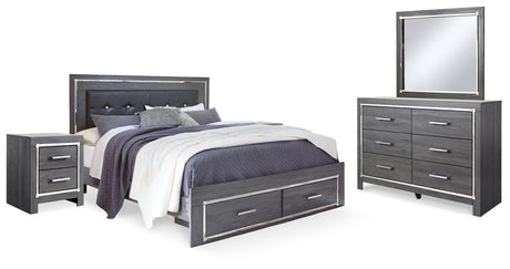 Lodanna Gray King Storage Bed, Dresser, Mirror and 2 Nightstands from Ashley - Luna Furniture