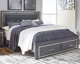 Lodanna Gray King Storage Bed, Dresser, Mirror and 2 Nightstands from Ashley - Luna Furniture