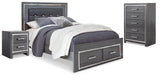 Lodanna Gray Queen Storage Bed, Chest and Nightstand from Ashley - Luna Furniture