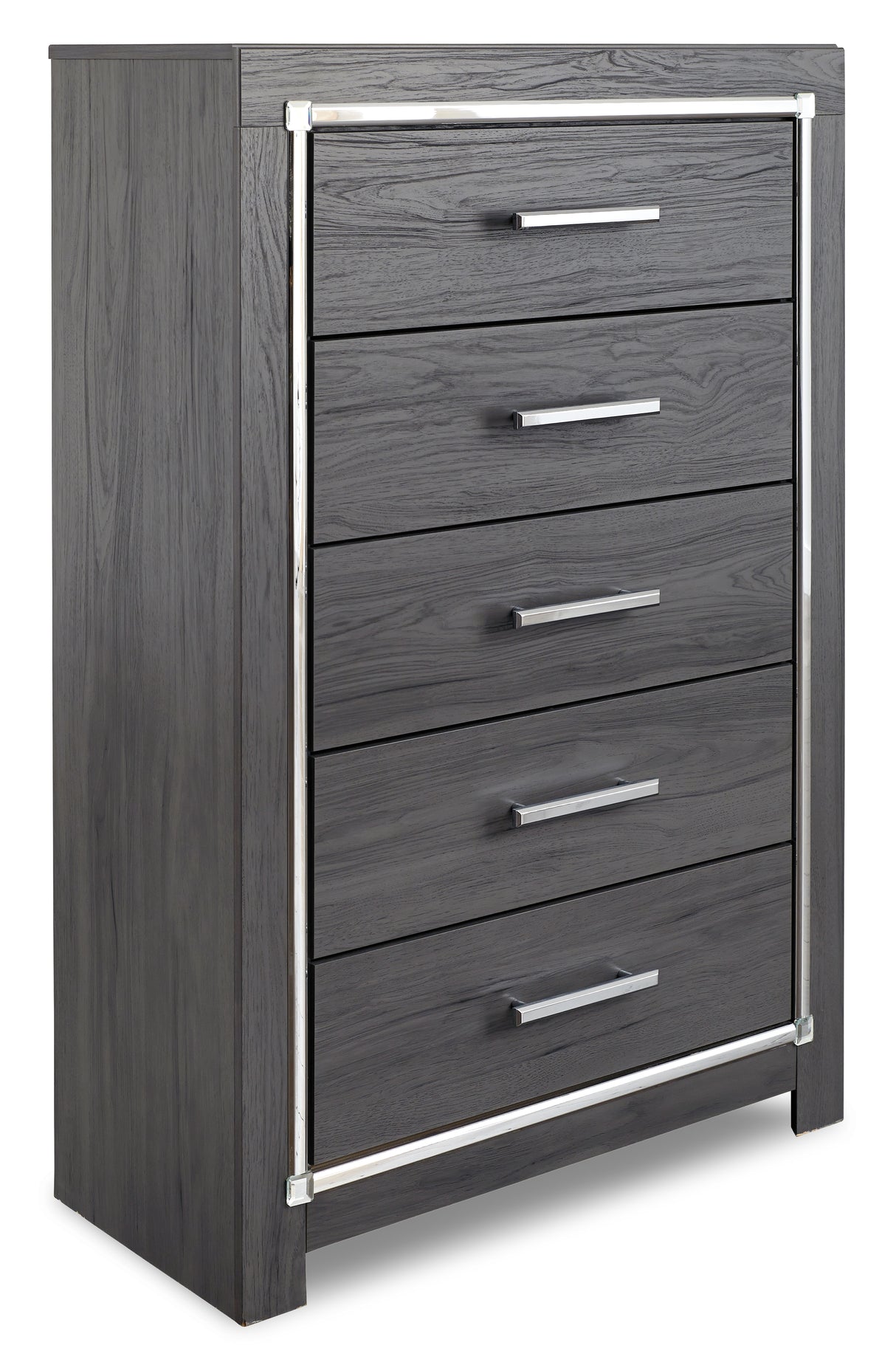 Lodanna Gray King/California King Upholstered Panel Headboard Bed with Mirrored Dresser and Chest from Ashley - Luna Furniture
