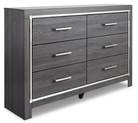 Lodanna King Panel Bed with Dresser in Gray from Ashley - Luna Furniture