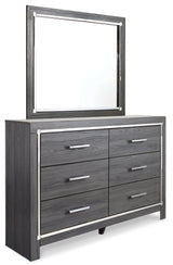 Lodanna Gray King Panel Bed with Mirrored Dresser and Chest from Ashley - Luna Furniture