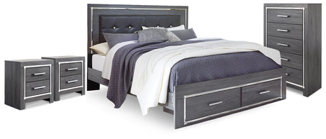 Lodanna King Panel Storage Bed, Chest and 2 Nightstands from Ashley - Luna Furniture