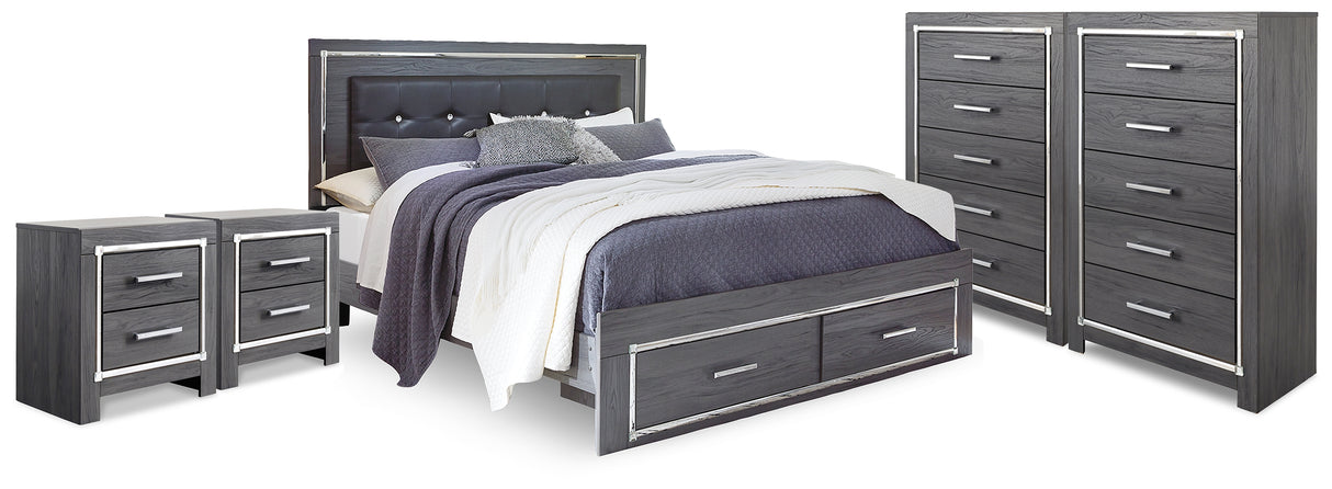 Lodanna King Storage Bed, 2 Chests and 2 Nightstands from Ashley - Luna Furniture