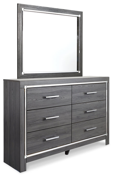 Lodanna Gray Queen Panel Bed with 2 Storage Drawers with Mirrored Dresser and Chest from Ashley Furniture - Luna Furniture