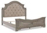 Lodenbay California King Panel Bed with Mirrored Dresser, Chest and Nightstand in Antique Gray from Ashley - Luna Furniture
