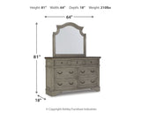 Lodenbay Queen Panel Bed with Mirrored Dresser and 2 Nightstands in Antique Gray from Ashley - Luna Furniture